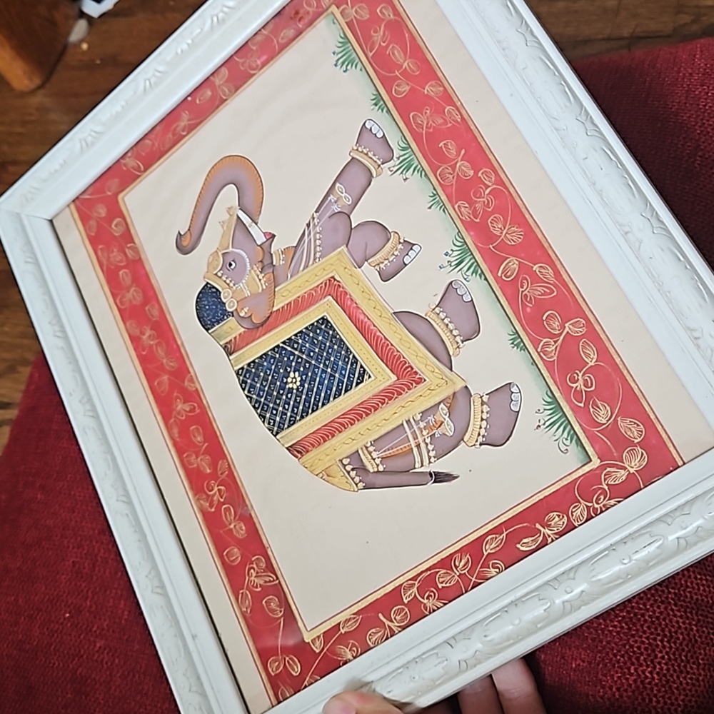 Silk Screen Temple Elephant Traditionally Dressed. India  Authentic